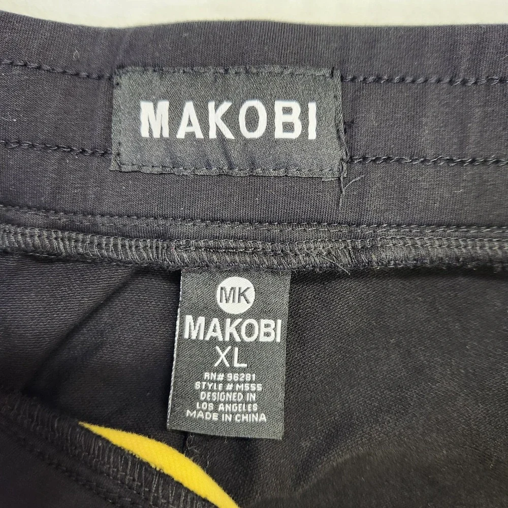 Makobi Mens Colorblock Jogger Pants Black Yellow Geometric M555‎ XL